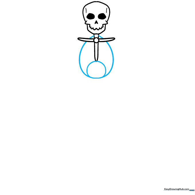 Drawing the rib cage using overlapping oval and egg shapes.