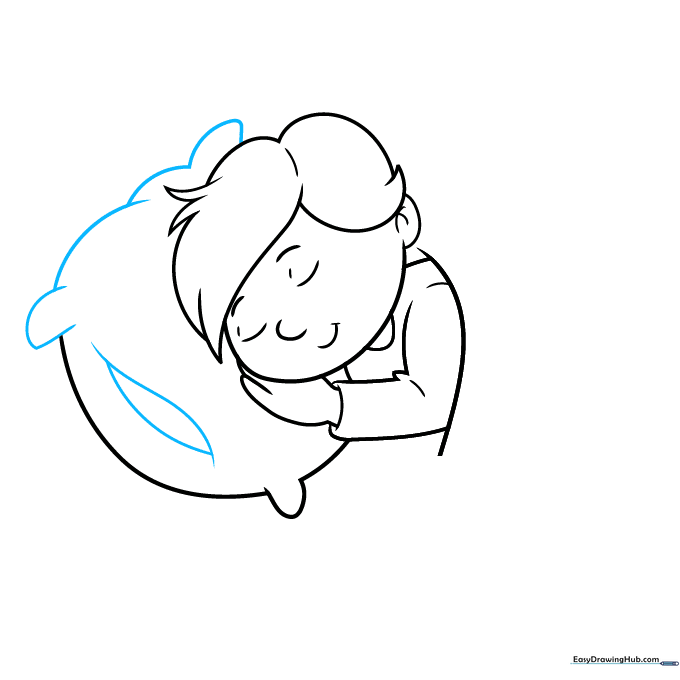 Adding detail lines to the pillowcase to show texture.