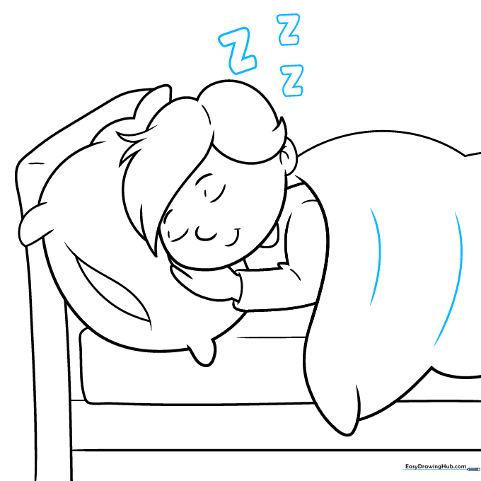 Adding floating 'Z' symbols above the head to indicate sleep.