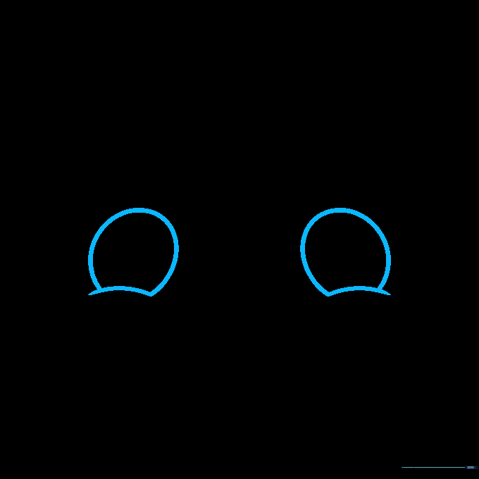 Two symmetrical egg-shaped outlines for sloth eye patches on white paper.
