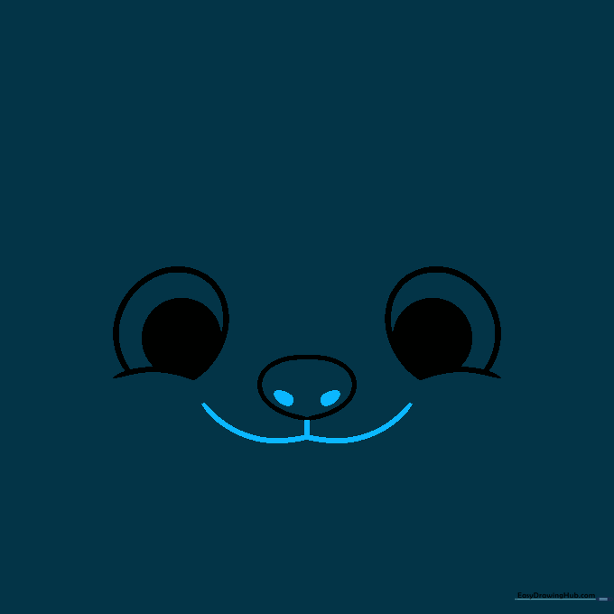 Adding nostrils to the nose and a simple curved line for the sloth's mouth.