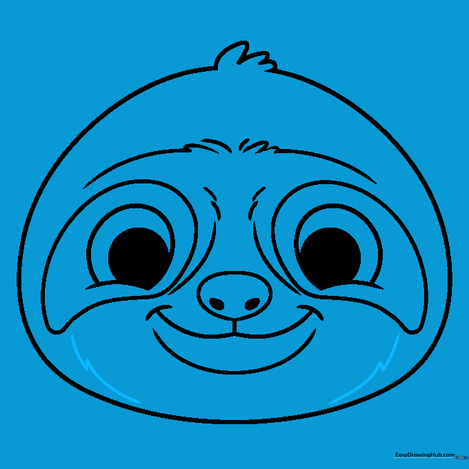 Finalizing the drawing with small details near the mouth.