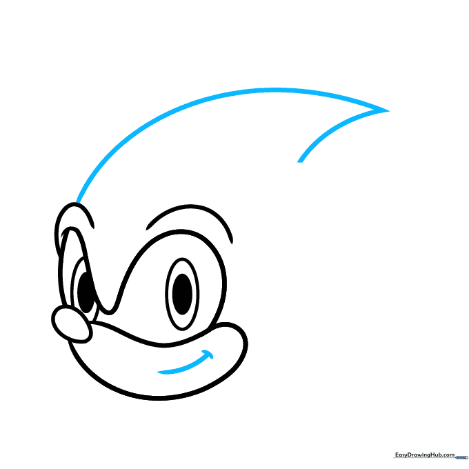 Adding a smile and the first large quill on the side of the head.