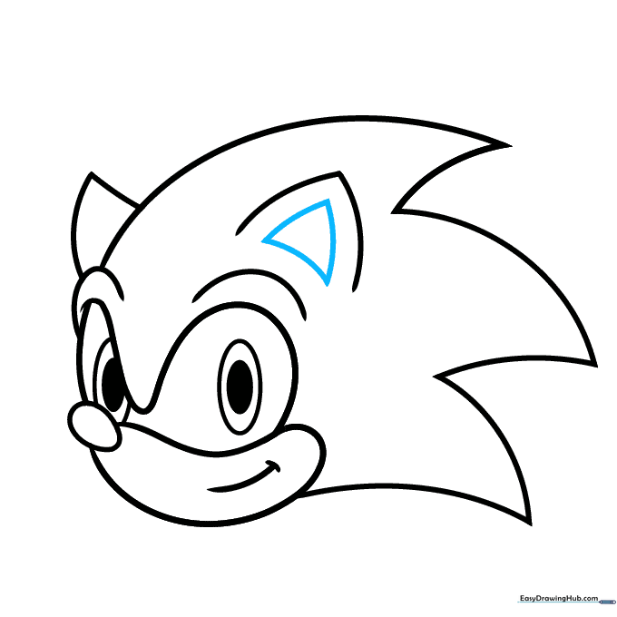 Adding inner ear details to complete the outline.