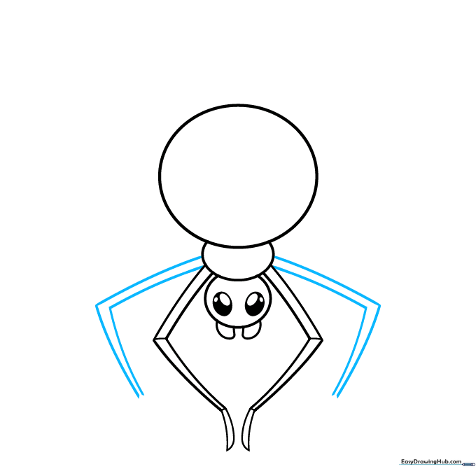 Continuing the leg segments with longer, angled lines.