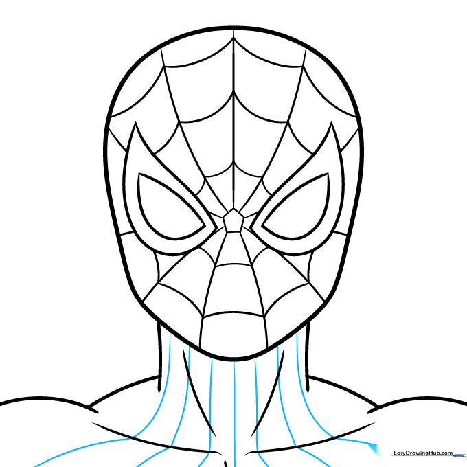 Adding vertical and diagonal lines to the neck and chest area