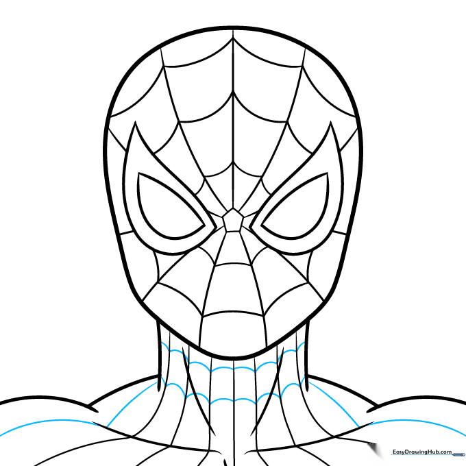 Drawing wave-like loops on the neck area for suit texture