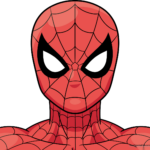 Colorful, finished illustration of Spider-Man for a kids' drawing tutorial