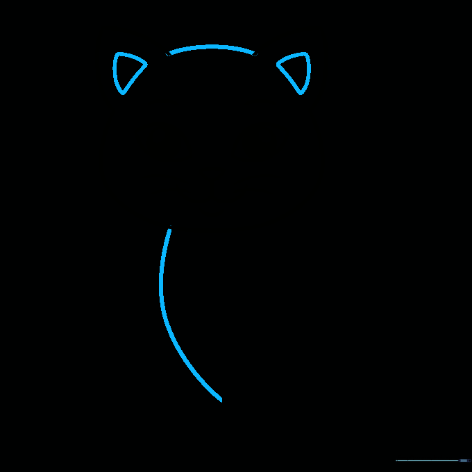 Detailing the inside of the cat's ears and beginning the neck and body line.