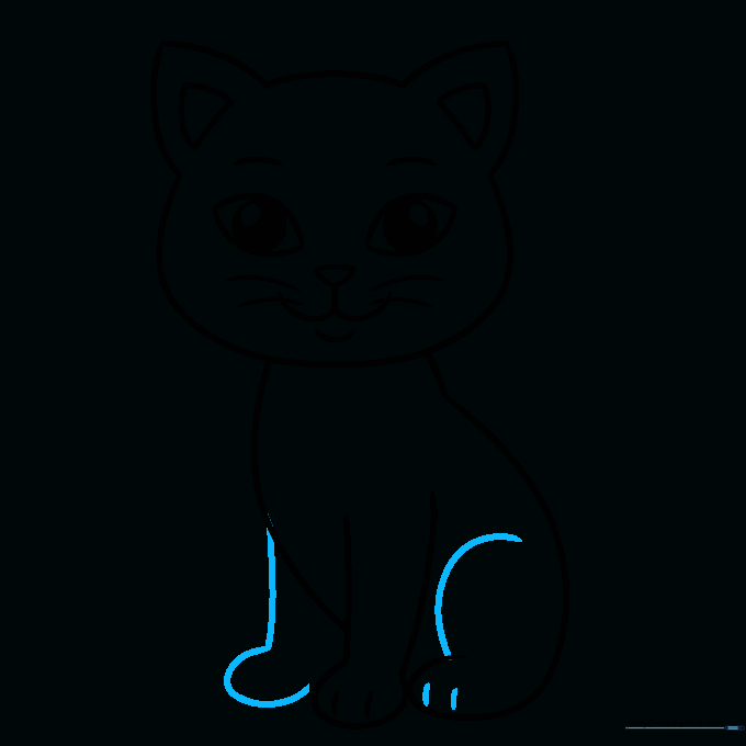 Adding the second front leg to complete the cat's stance.