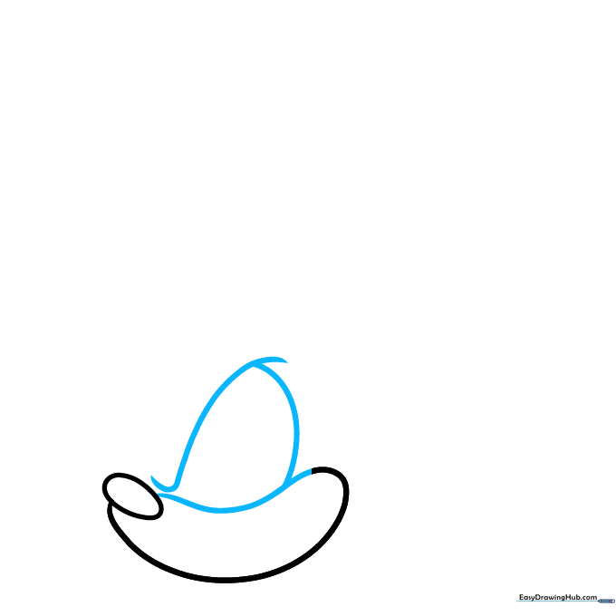 Drawing the eye socket and the angled line for the angry brow.