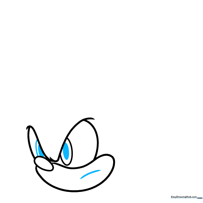 Adding pupils and a curved mouth line to show expression.