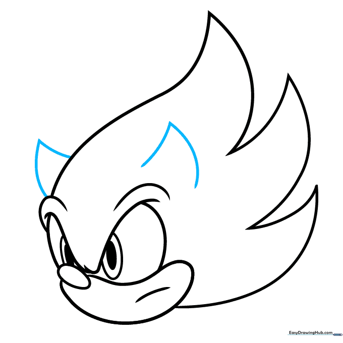 Adding the ear shapes to the top of the head.