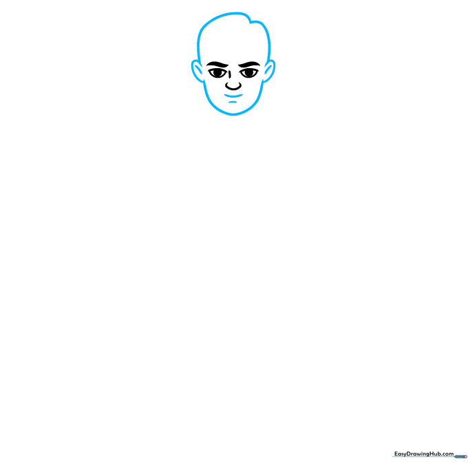 Outline of Superman's head shape including ears and chin