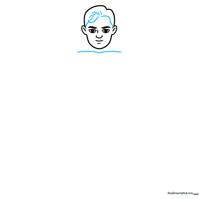 Superman hair curl and shoulder line sketch