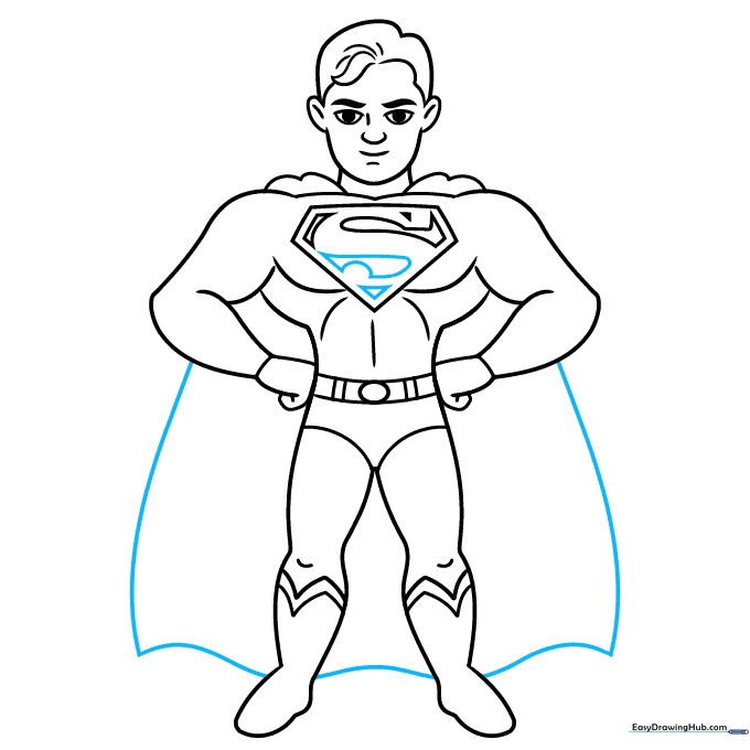 Finalizing the Superman logo and flowing cape