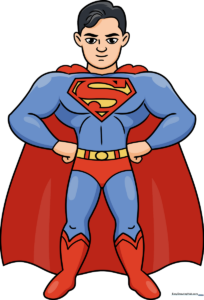 Vibrant, completed Superman drawing for kids