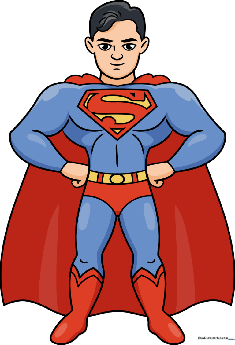 Vibrant, completed Superman drawing for kids