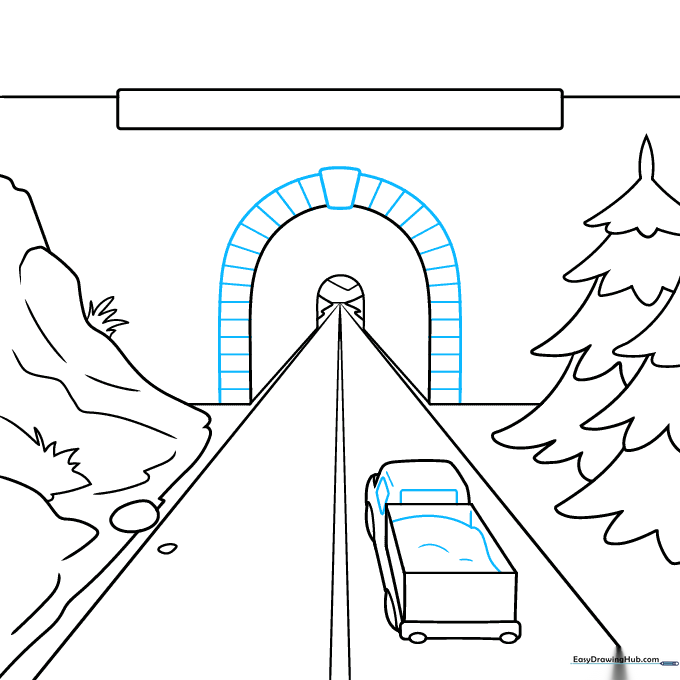 Truck with cargo and brick detailing added to the tunnel arch.