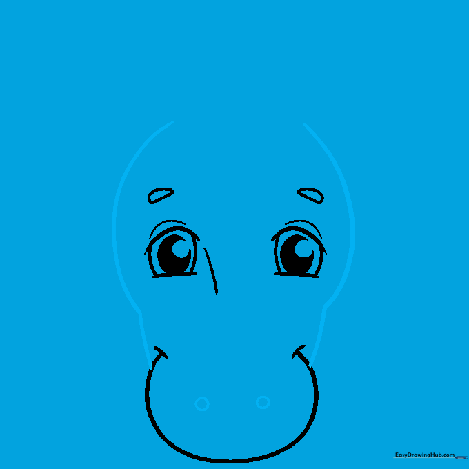 The outline of the unicorn's head shape with two small circles for nostrils.