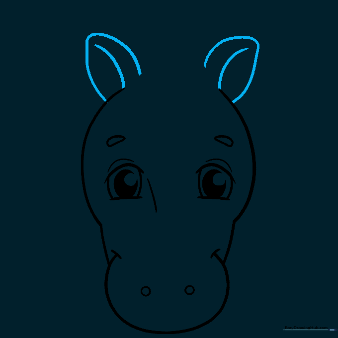 Two pointed unicorn ears added to the top of the head outline.