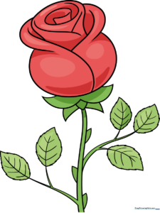 A colorful, hand-drawn Valentine's Day rose illustration.