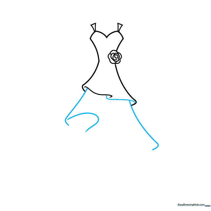 Adding volume to the skirt with S-curves and U-shaped folds.