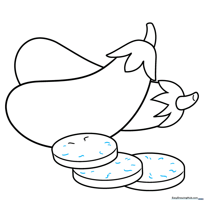 Final clean-up of the eggplant drawing lines.