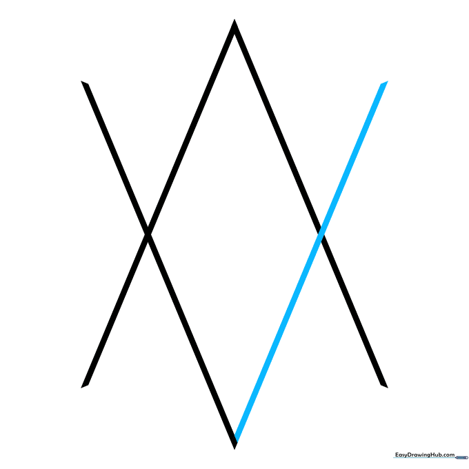 Four intersecting lines creating a basic star structure.