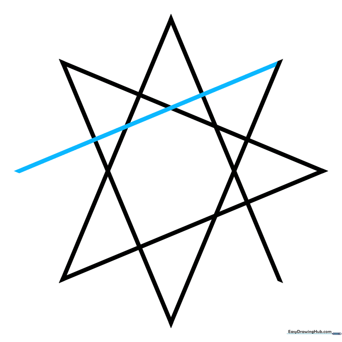 Completing the structural lines of the eight-pointed star.