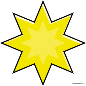 A vibrant, finished eight-pointed star illustration.