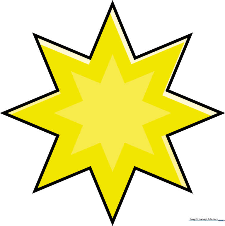 A vibrant, finished eight-pointed star illustration.