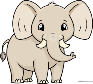 Colorful cartoon elephant illustration, perfect for kids' art projects