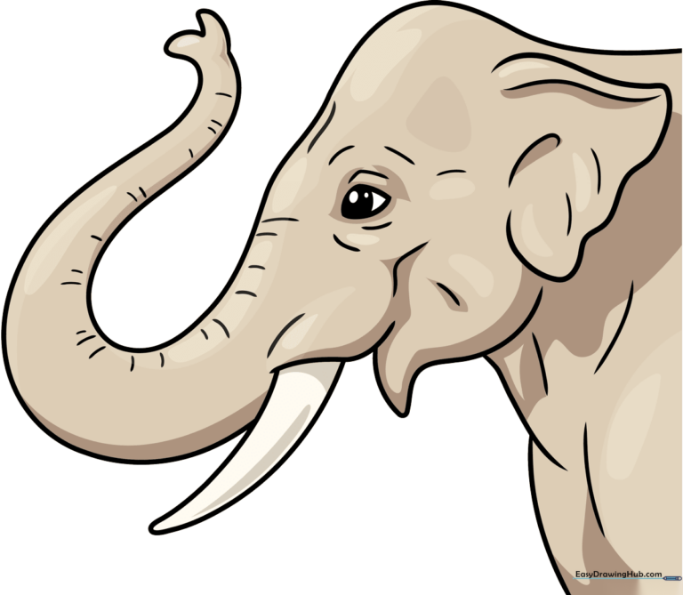 A friendly, cartoon-style elephant trunk drawing, perfect for kids to learn from.