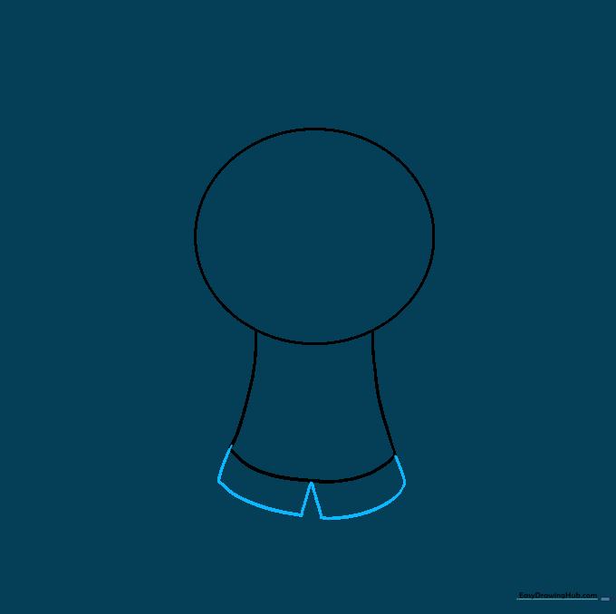 Two curved rectangles attached to the bottom of the elf's torso to represent the tunic hem.