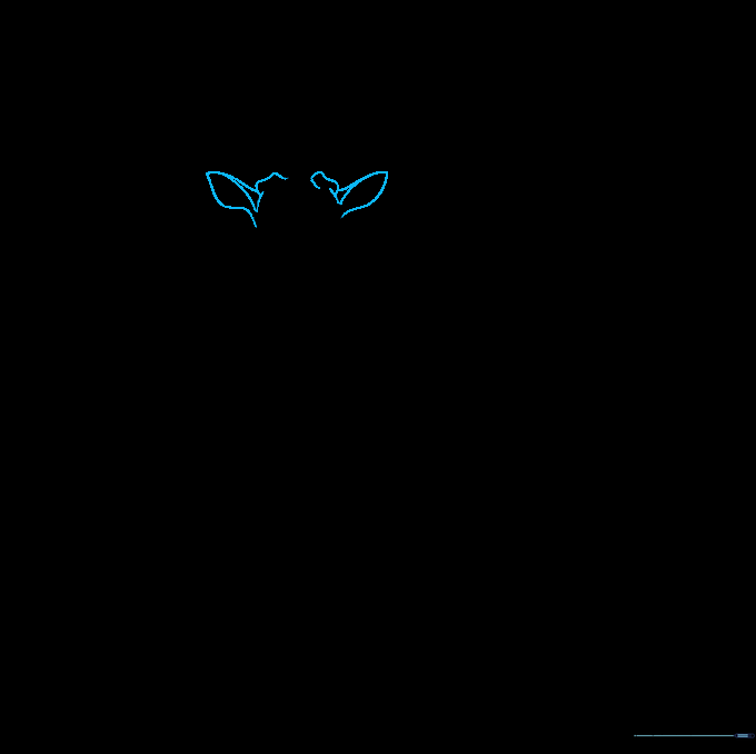 Elk head with two pointed ears added and spaces marked for antlers.