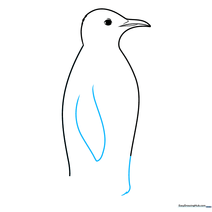 The penguin body outline with a flipper-shaped wing added to the side.