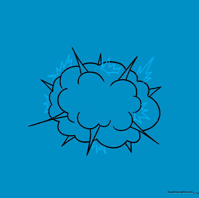Jagged, short lines added to the explosion to create a sense of rough, explosive energy.