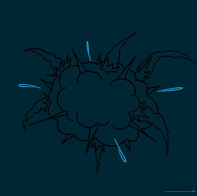 Small teardrop-shaped debris added around the explosion to simulate flying sparks.