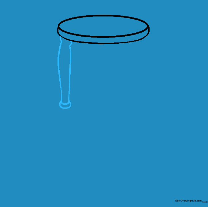 Drawing the first vertical support pillar on the left side of the hourglass frame.
