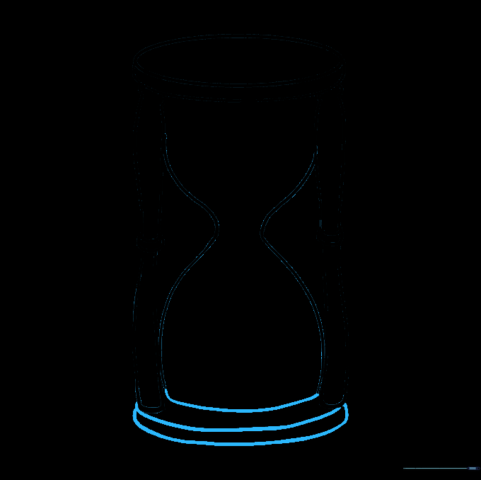 Adding the bottom wooden base of the hourglass with parallel lines.