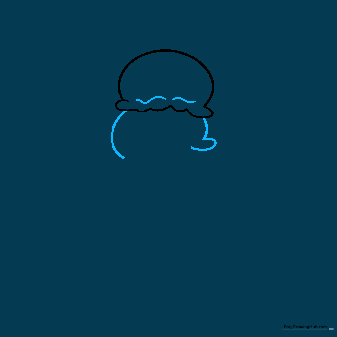 Drawing two stacked ice cream scoops with wavy outlines.