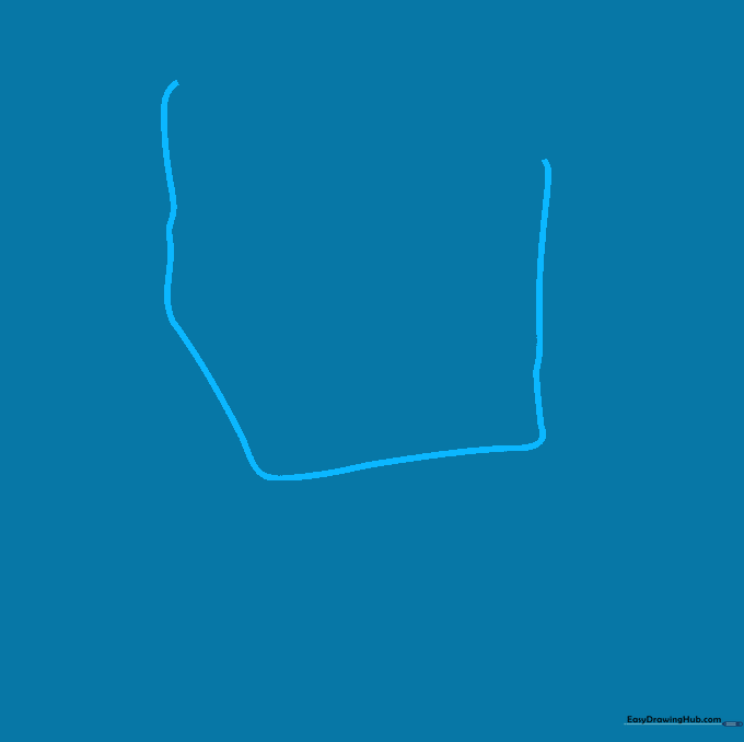 A simple outline of a rounded cube shape drawn with light pencil strokes.