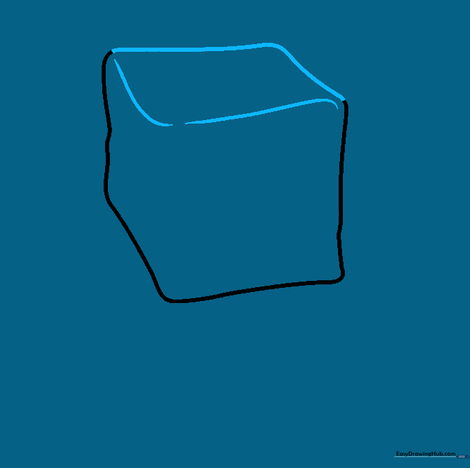 Adding a parallelogram to the top of the cube to establish 3D depth.