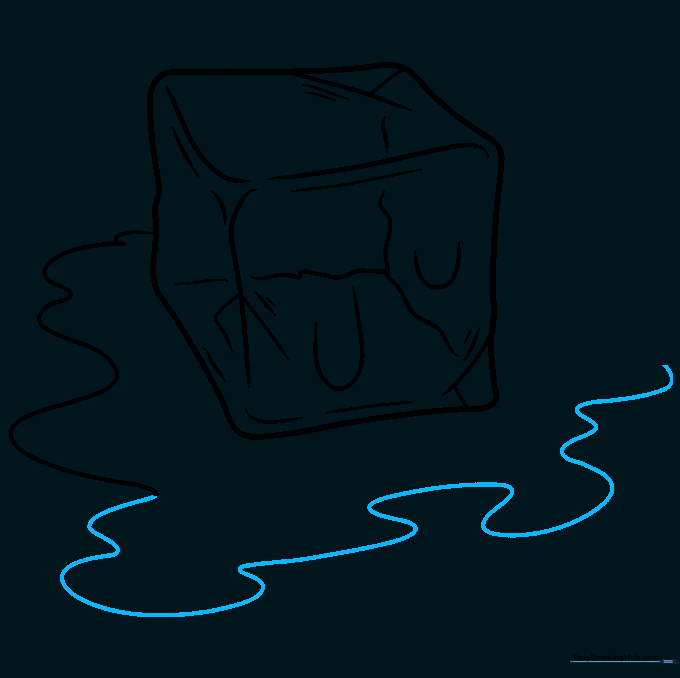 Refining the edges of the puddle with a continuous wavy line.