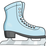 A vibrant, finished illustration of a classic white ice skate, perfect for winter-themed art projects.
