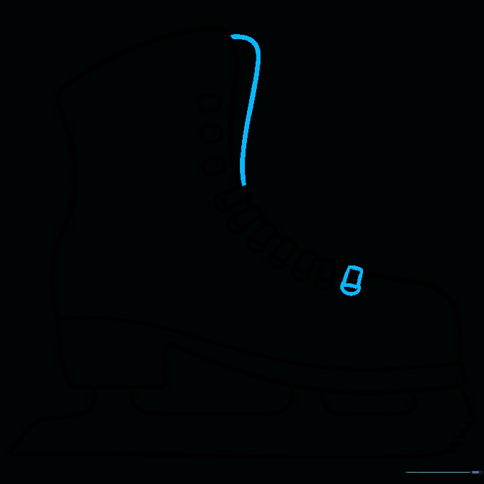 Closing the boot shape with a curved line to represent the ankle support structure.