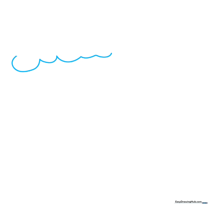 Pencil sketch showing the initial bumpy, curved base line for an icicle cluster.