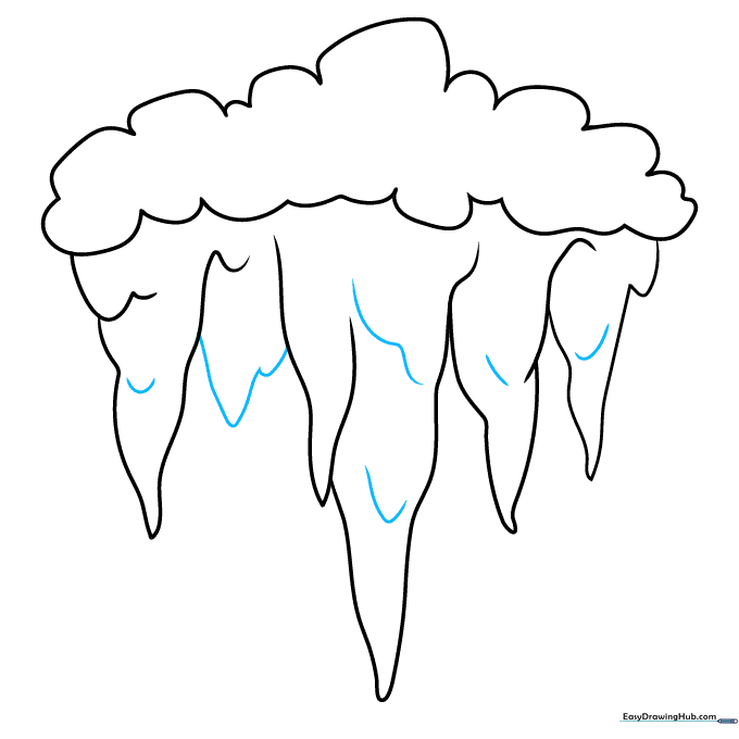 Adding contour lines to the icicles to create texture and depth.