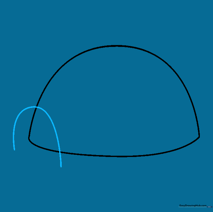 An upside-down U-shaped curve drawn over the bottom edge of the igloo to mark the entrance.